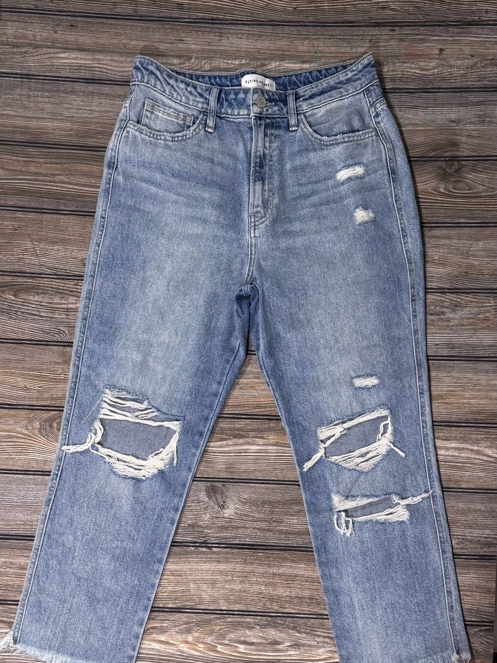 Flying Monkey Light Blue Distressed Ankle Jeans